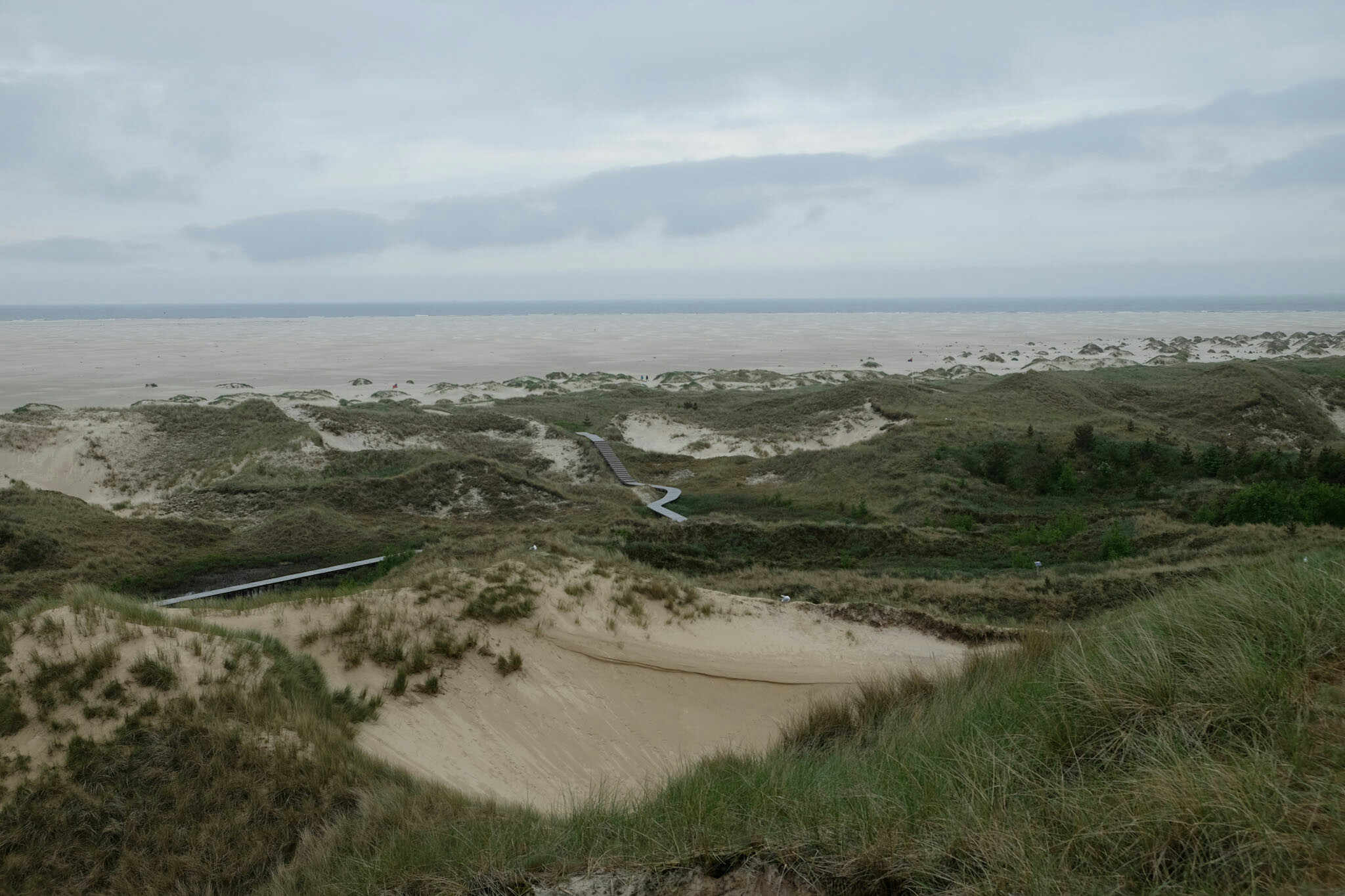 Blick von einer Aussichtsdüne in Amrum auf den Kniepsand
